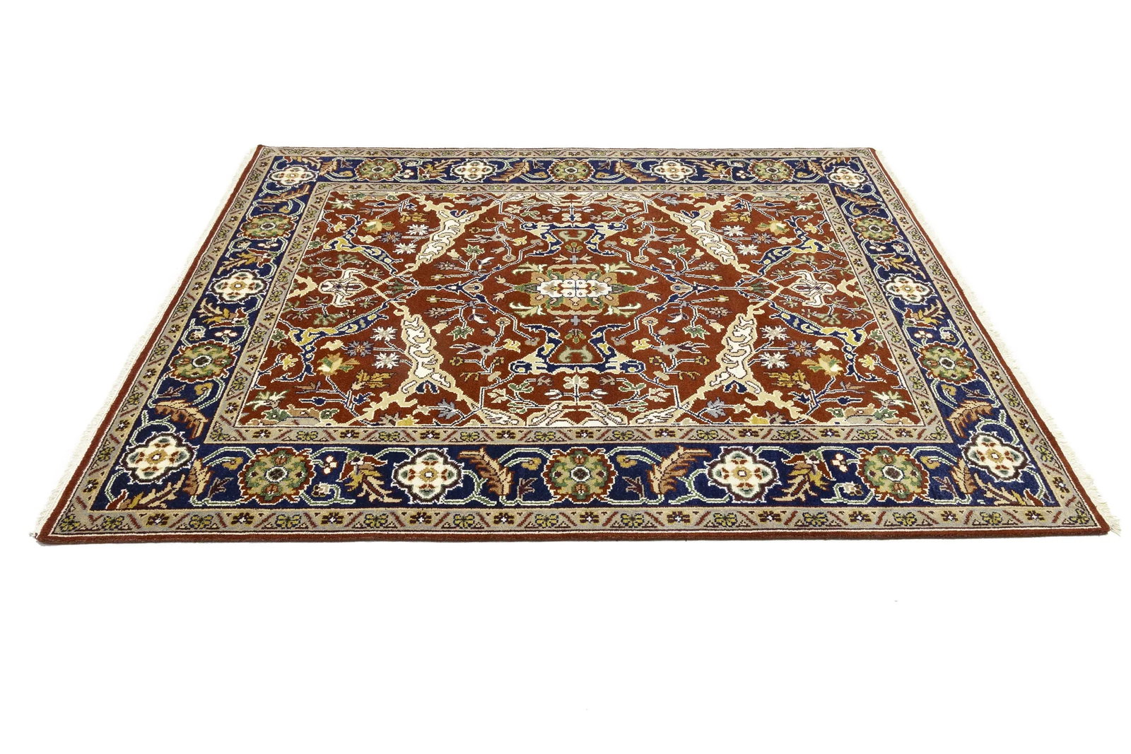 Rusty Red Floral 8X10 Oushak Chobi Oriental Rug - 6