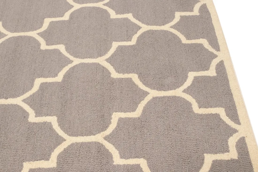 Taupe & Cream Trellis 5X8 Hand-Tufted Modern Rug - 10