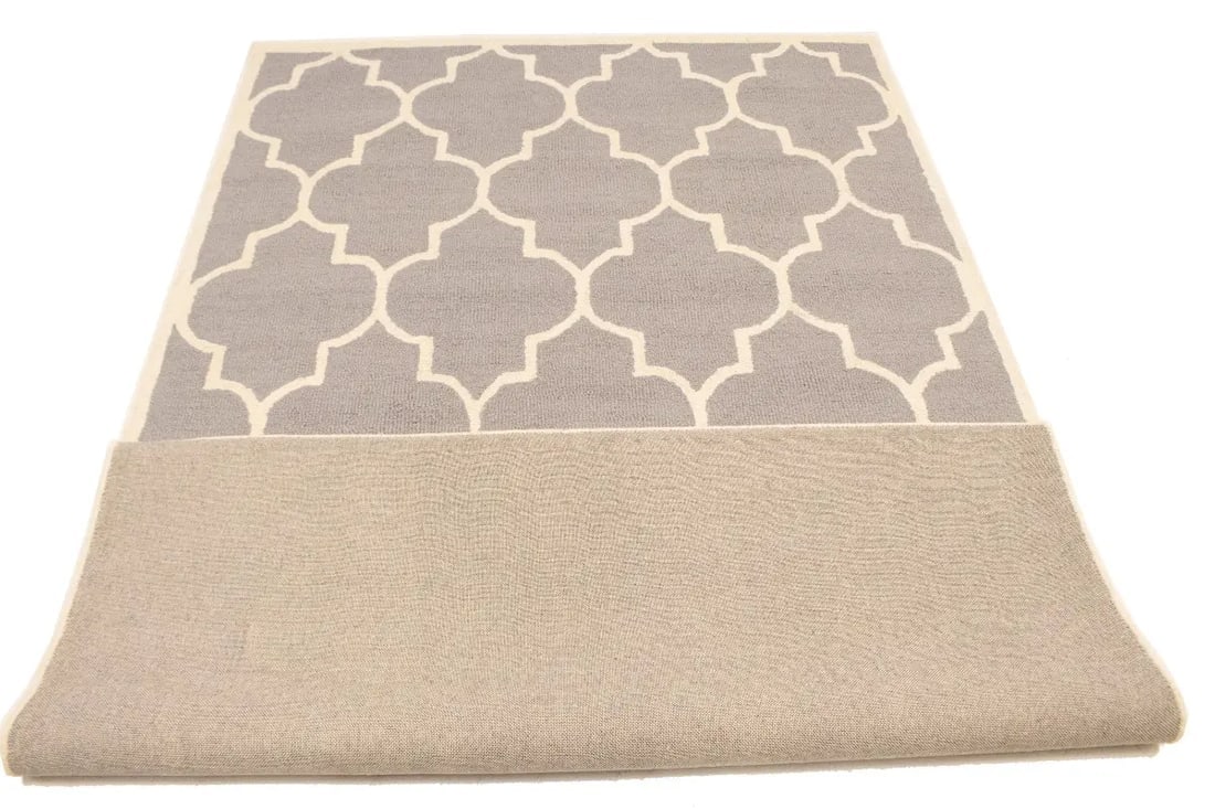 Taupe & Cream Trellis 5X8 Hand-Tufted Modern Rug - 14