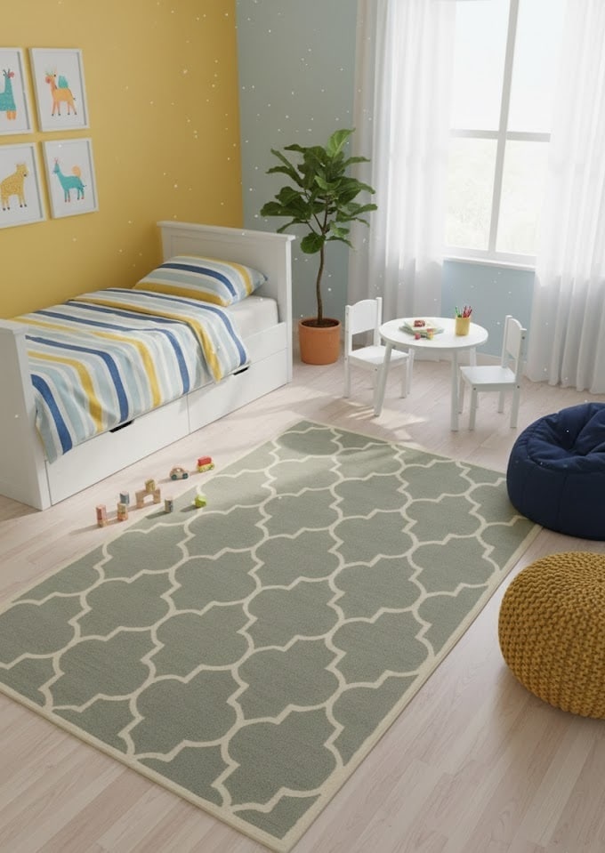 Taupe & Cream Trellis 5X8 Hand-Tufted Modern Rug - 2