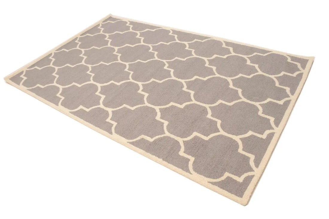 Taupe & Cream Trellis 5X8 Hand-Tufted Modern Rug - 4