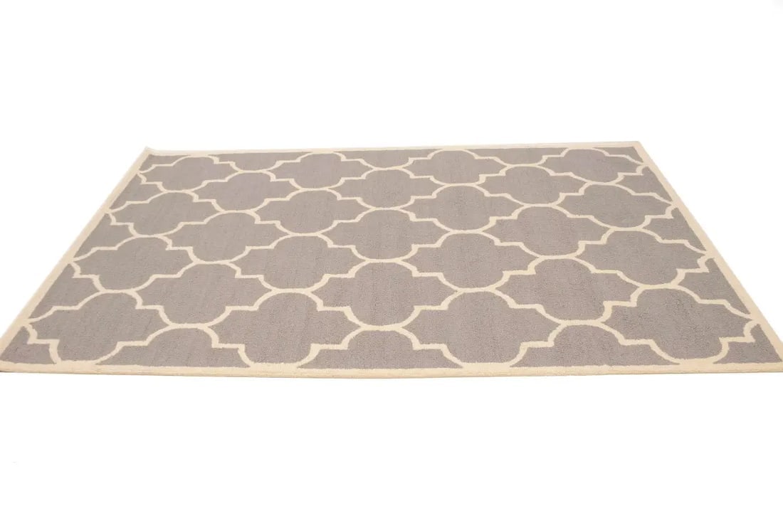 Taupe & Cream Trellis 5X8 Hand-Tufted Modern Rug - 5