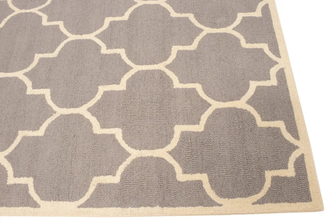 Taupe & Cream Trellis 5X8 Hand-Tufted Modern Rug - 9