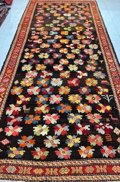 Hand Knotted Karabagh Tribal Wool Runner Caucasian Oriental Area Rug 5' x 11'6" - 6