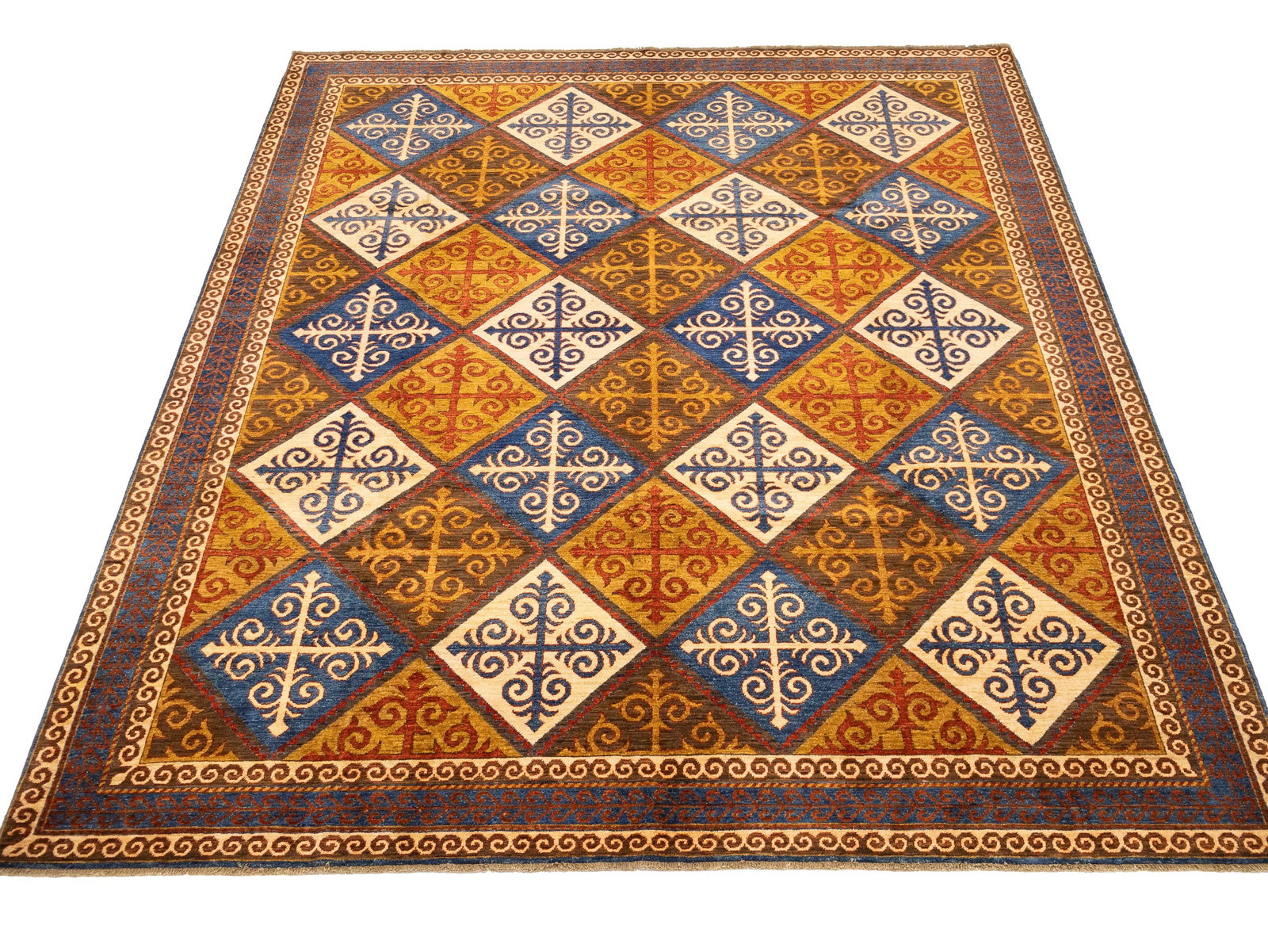 Multicolored Geometric Tribal 8'5X9'8 Afghan Yalameh Oriental Rug - 14