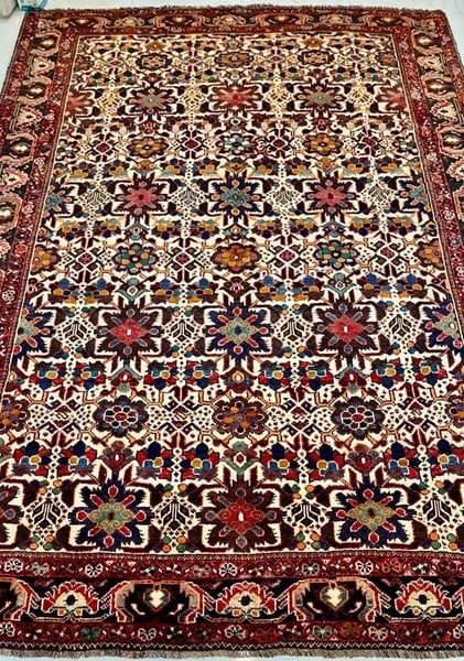 Hand Knotted Persian Shiraz Tribal Wool Ivory Oriental Area Rug 7'10" x 10'10" - 2