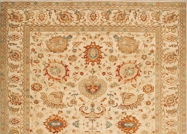 Hand Knotted Sultanabad Beige Wool Oriental Area Rug Carpet 9'1" x 12'2" - 4