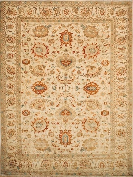 Hand Knotted Sultanabad Beige Wool Oriental Area Rug Carpet 9'1" x 12'2" - 6