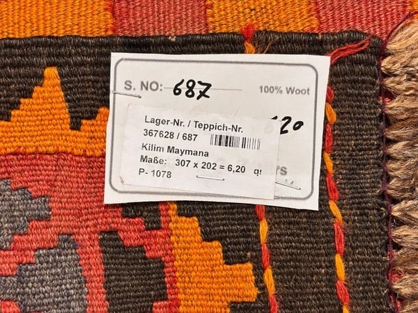 Hand-Knotted Maymana Kilim Tribal Flatweave Wool Oriental Rug 6'8" x 10'1" - 13