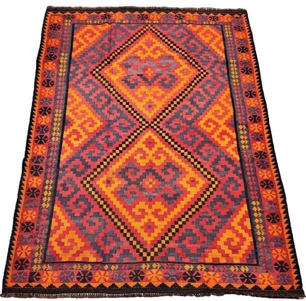 Hand-Knotted Maymana Kilim Tribal Flatweave Wool Oriental Rug 6'8" x 10'1" - 2