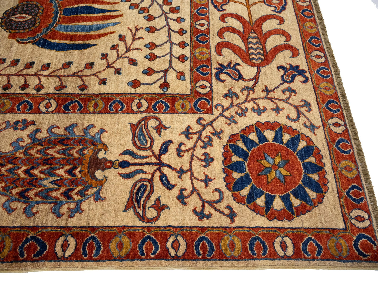 Beige Floral 7X10 Afghan Mamlouk Oriental Rug - 10