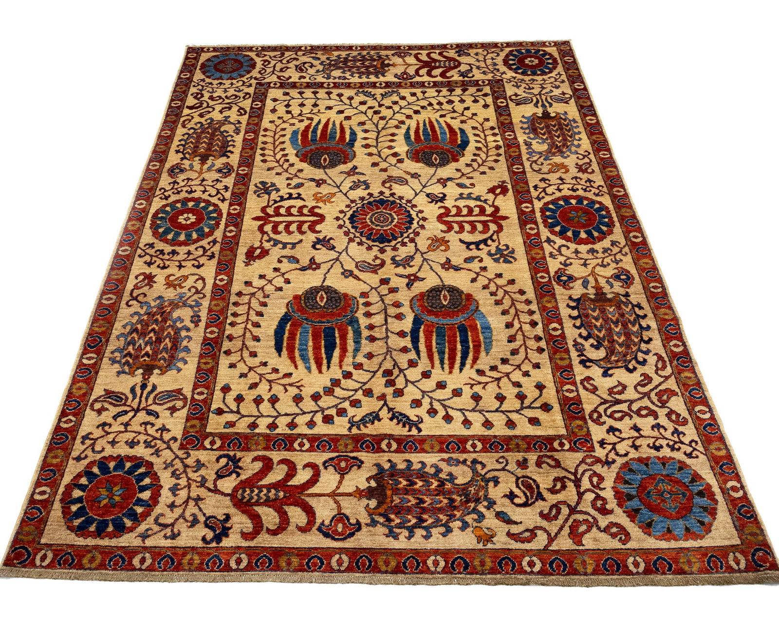 Beige Floral 7X10 Afghan Mamlouk Oriental Rug - 11