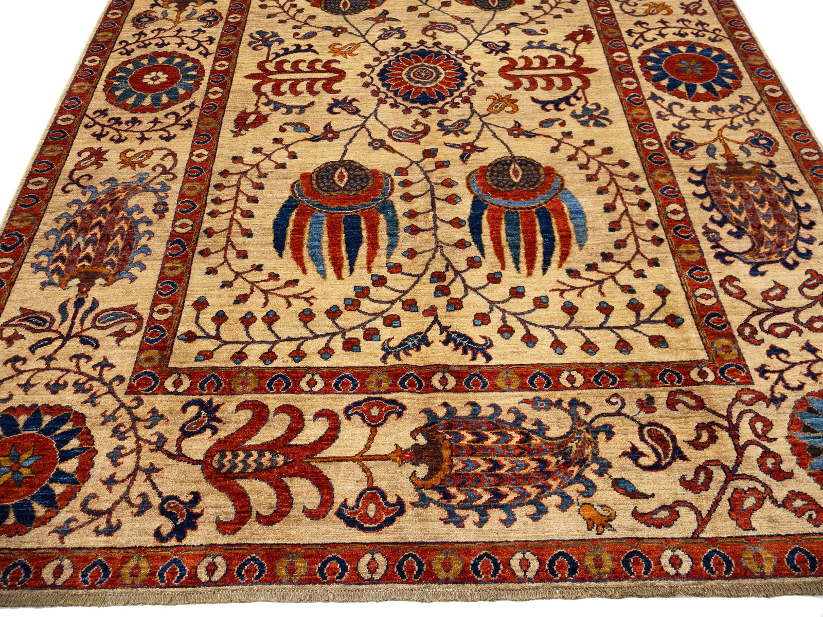 Beige Floral 7X10 Afghan Mamlouk Oriental Rug - 12