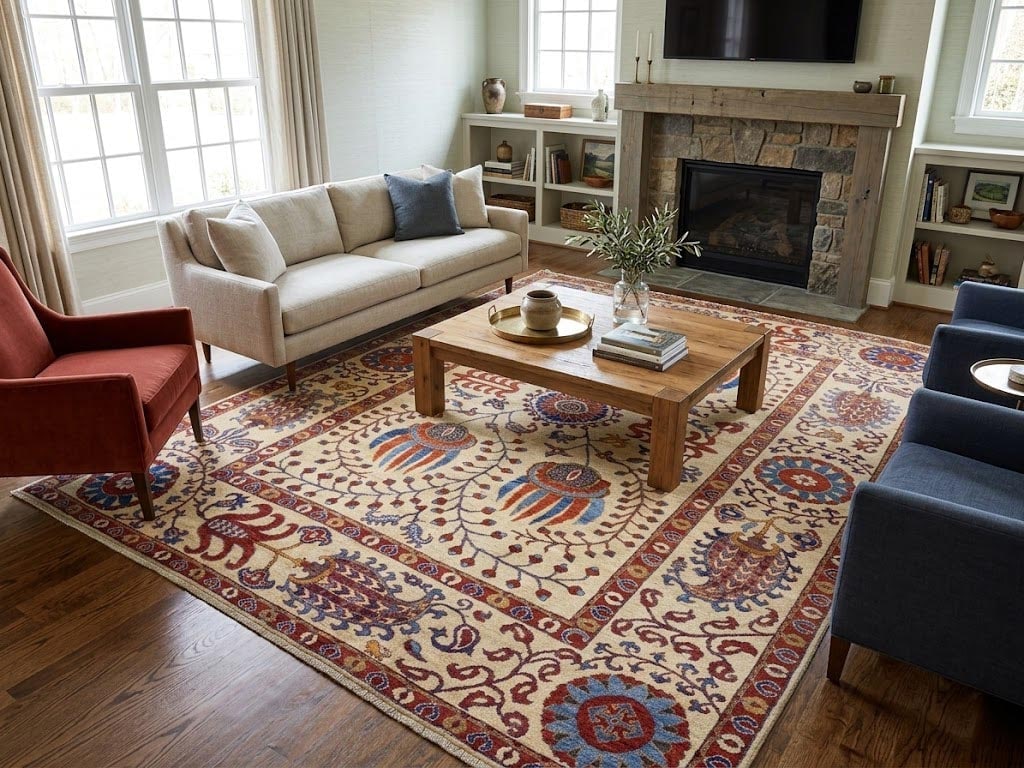 Beige Floral 7X10 Afghan Mamlouk Oriental Rug - 2