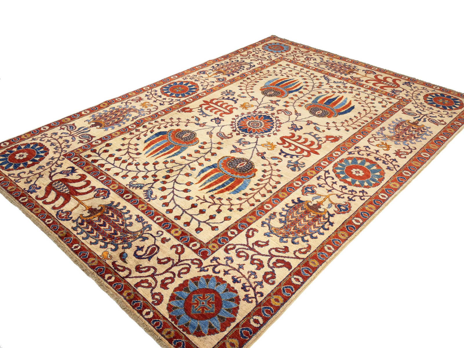 Beige Floral 7X10 Afghan Mamlouk Oriental Rug - 3