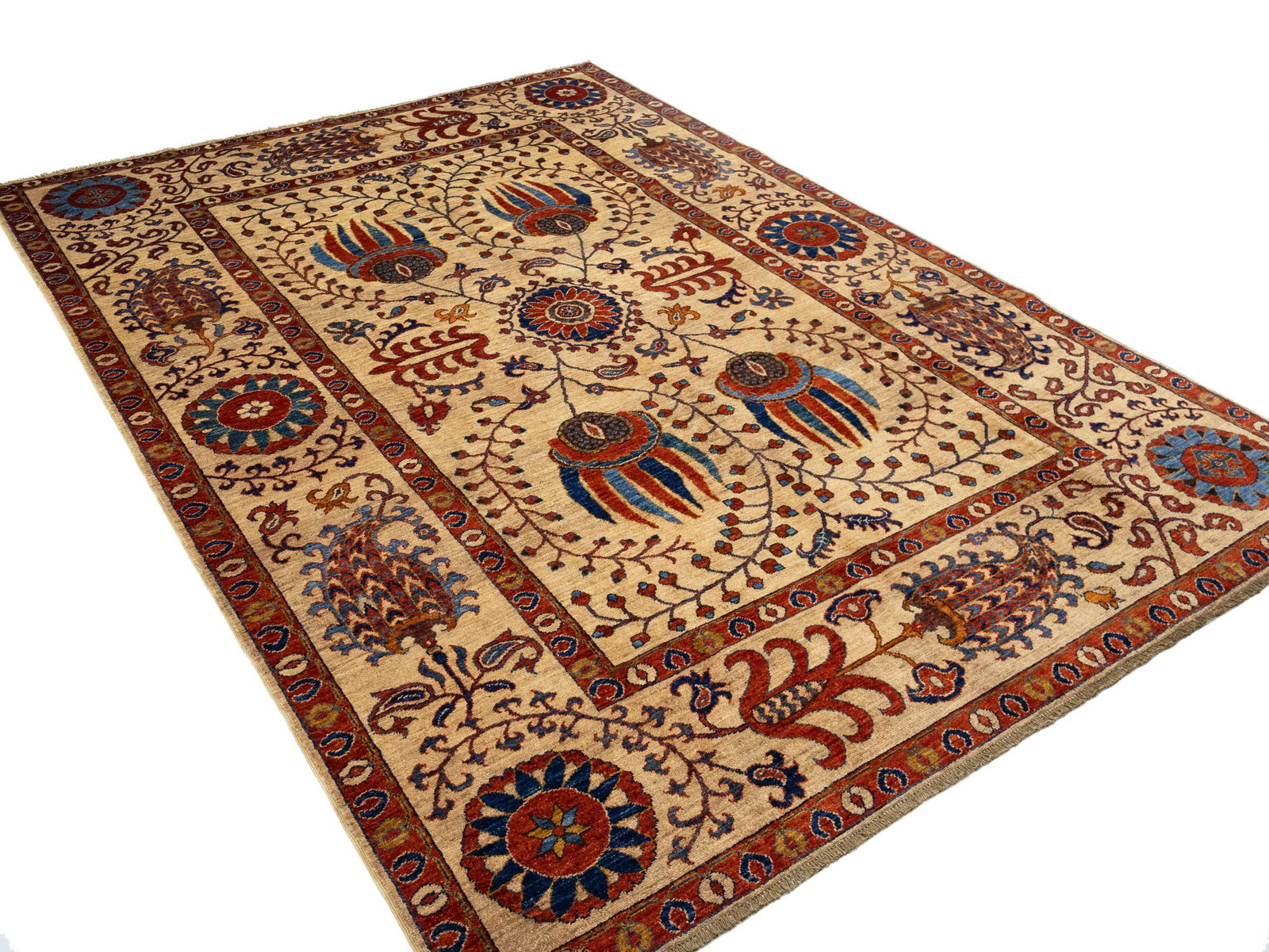 Beige Floral 7X10 Afghan Mamlouk Oriental Rug - 4