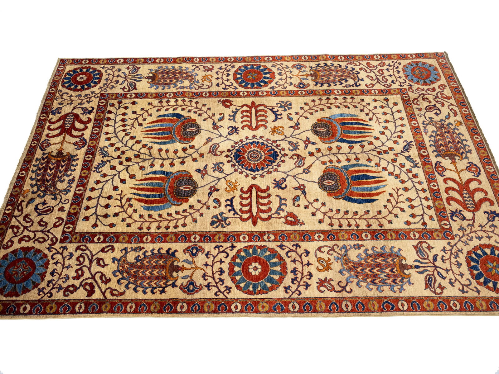 Beige Floral 7X10 Afghan Mamlouk Oriental Rug - 5