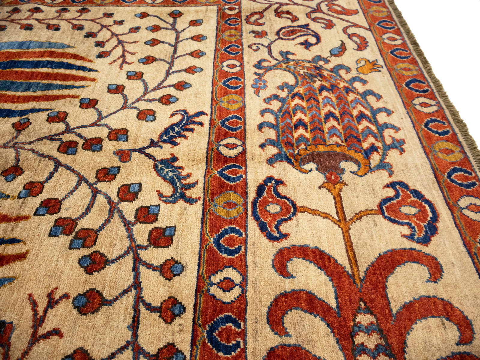 Beige Floral 7X10 Afghan Mamlouk Oriental Rug - 9