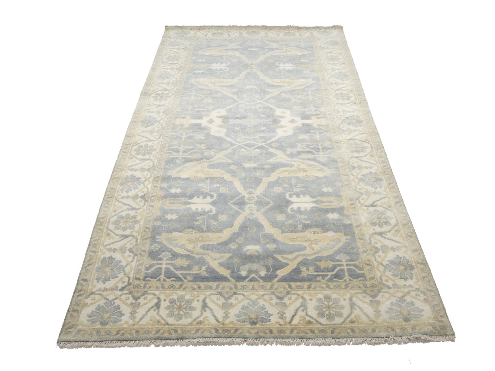 Gray Floral 8X16 Oushak Oriental Rug - 3