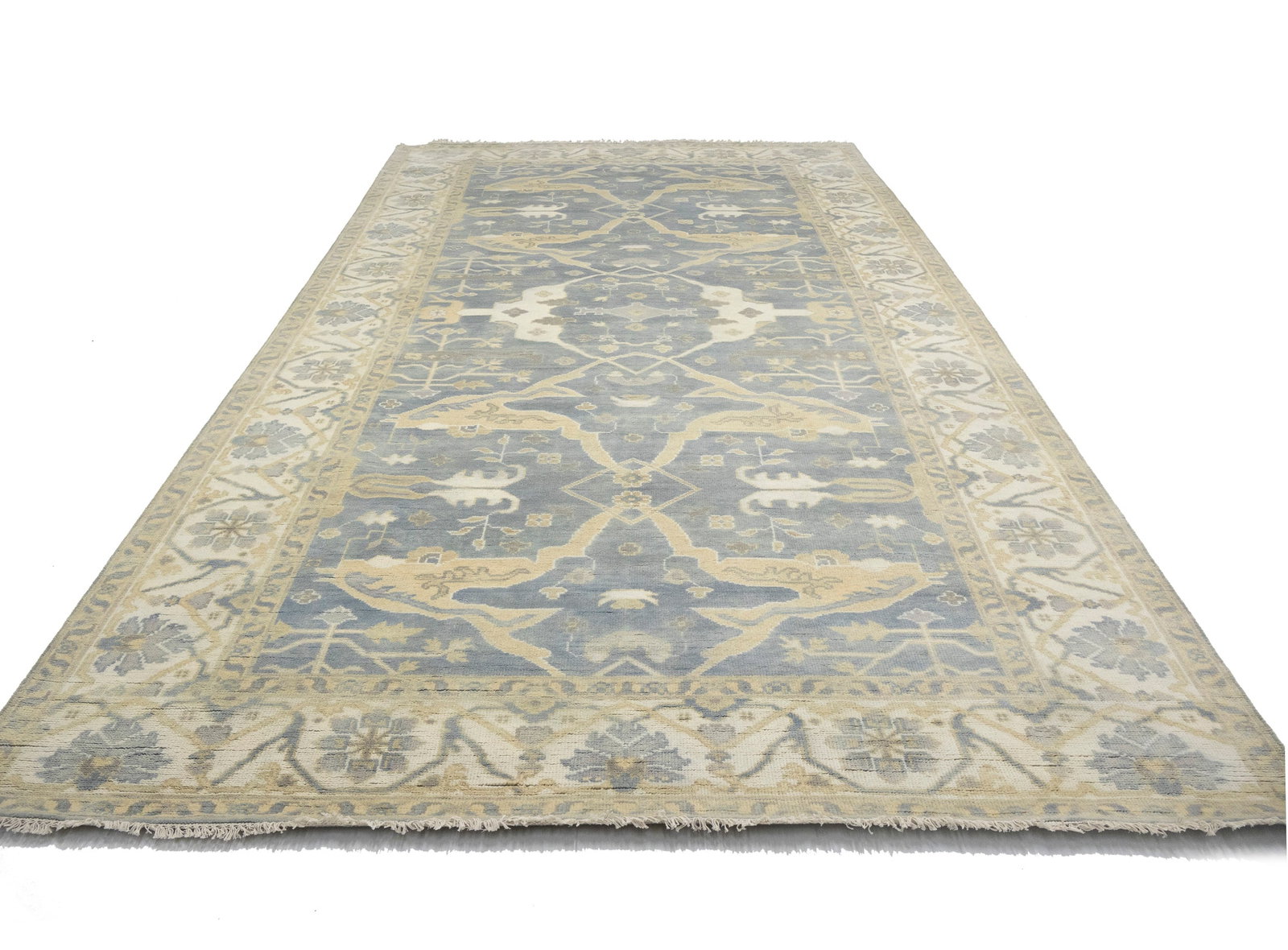 Gray Floral 8X16 Oushak Oriental Rug - 5