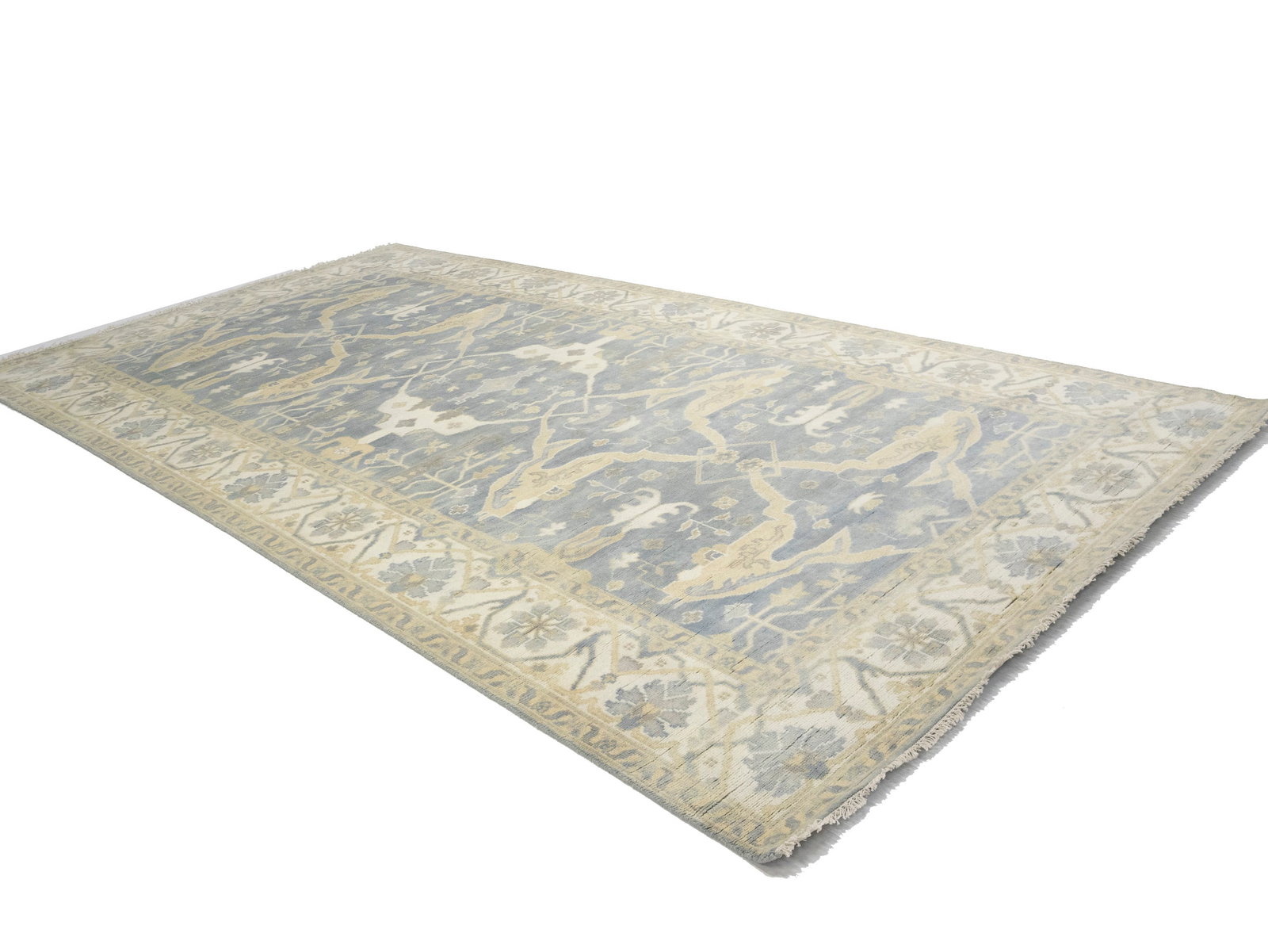 Gray Floral 8X16 Oushak Oriental Rug - 6