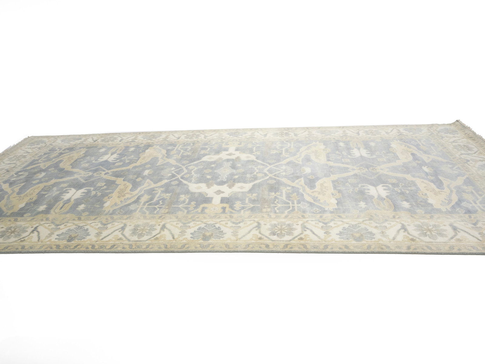 Gray Floral 8X16 Oushak Oriental Rug - 7
