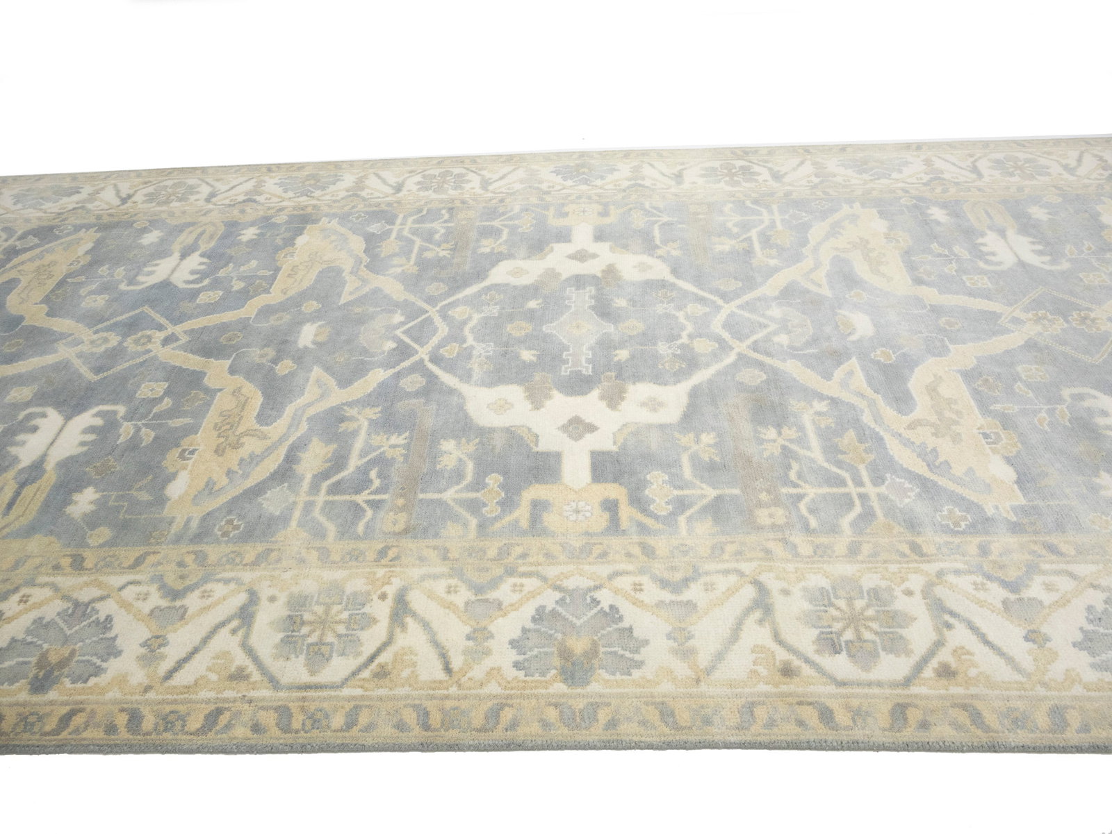 Gray Floral 8X16 Oushak Oriental Rug - 8