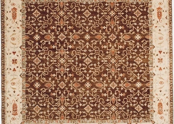 Hand Knotted Agra Caramel Ivory Wool New Oriental Area Rug Carpet 8'10" x 9'3" - 4