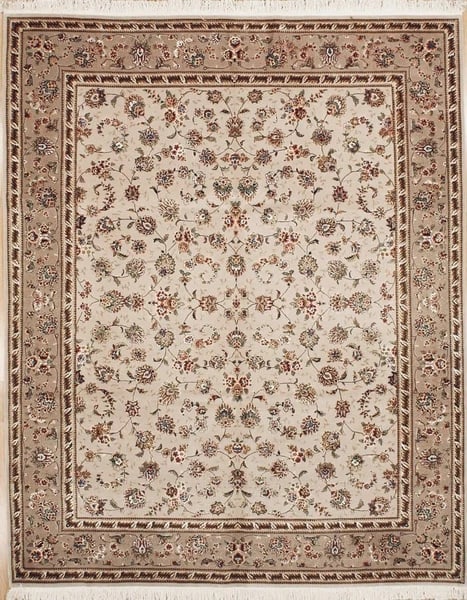 Hand-Knotted Sino-Kashan Beige Mauve All-Over Floral Oriental Rug Carpet 8' x 10' - 6