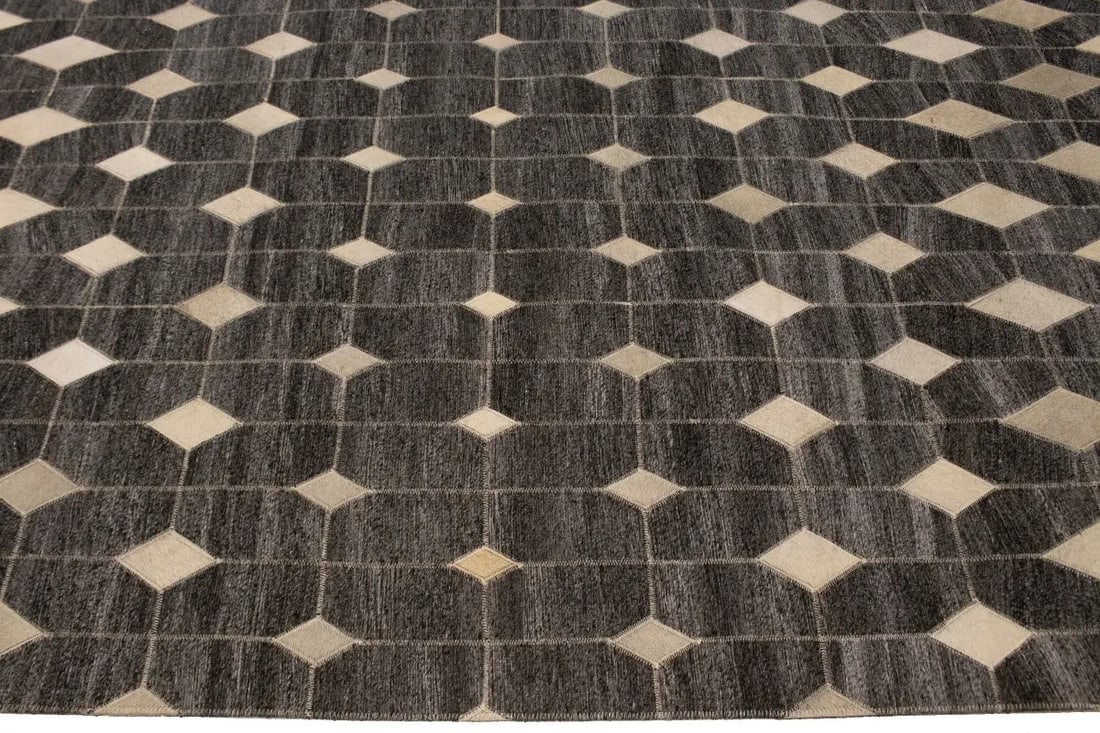 Gray Cowhide 5X8 Modern Leather Rug - 11