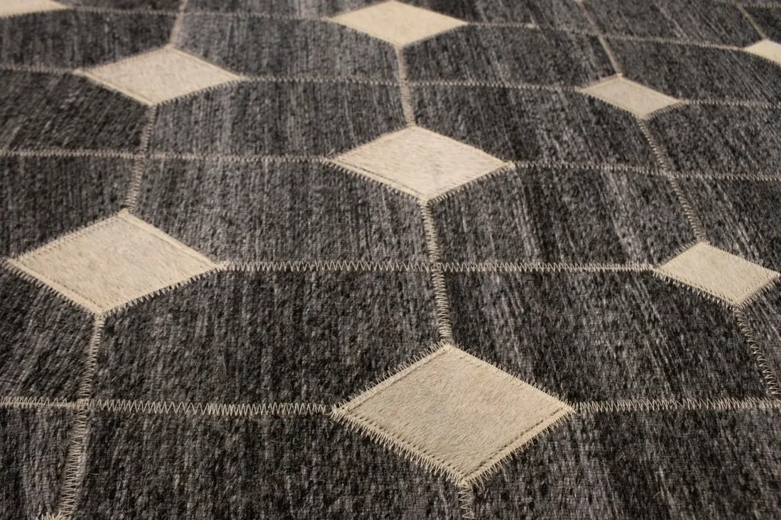 Gray Cowhide 5X8 Modern Leather Rug - 14