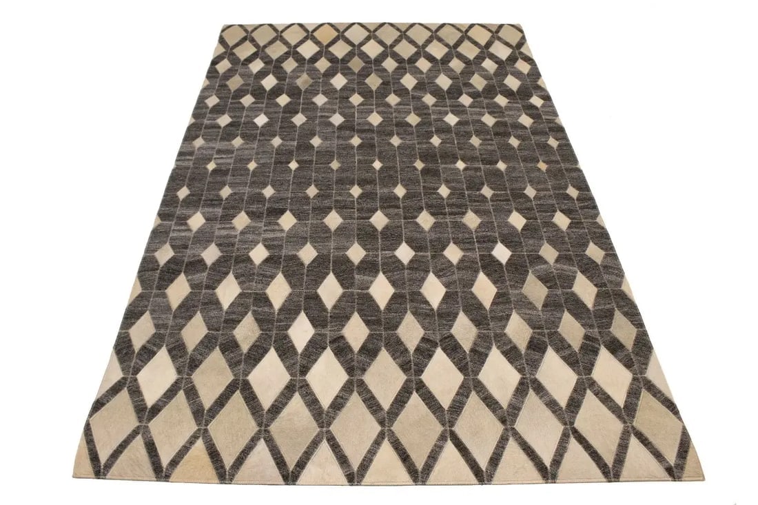 Gray Cowhide 5X8 Modern Leather Rug - 15