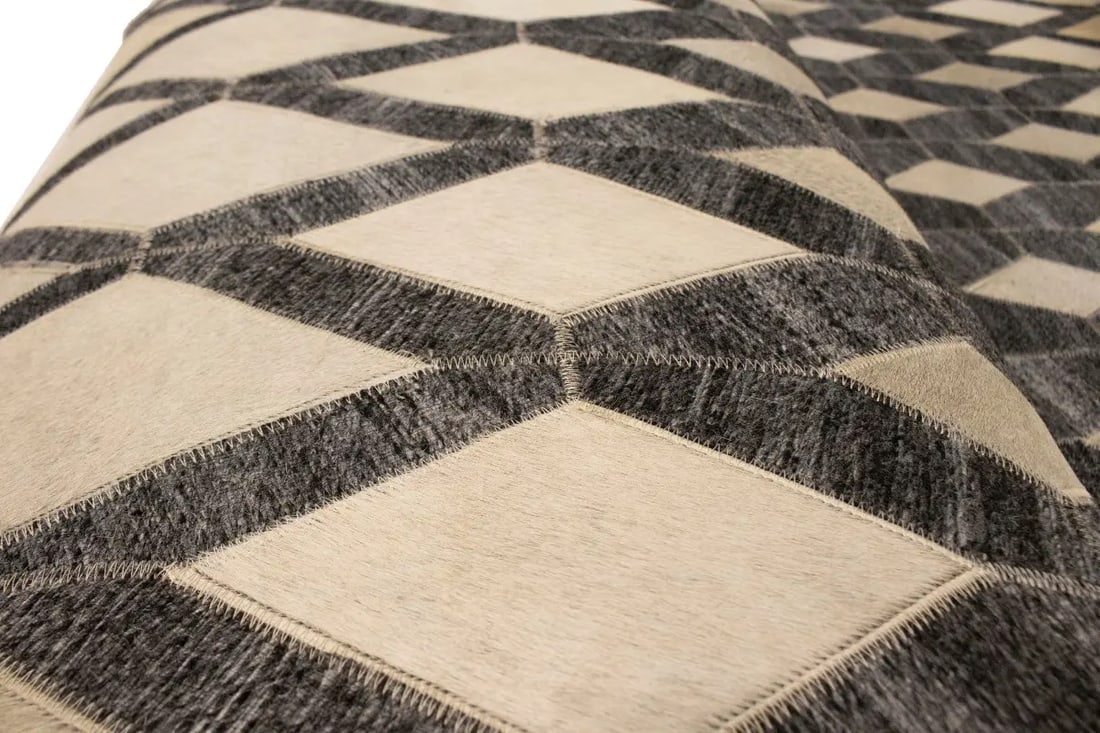 Gray Cowhide 5X8 Modern Leather Rug - 16
