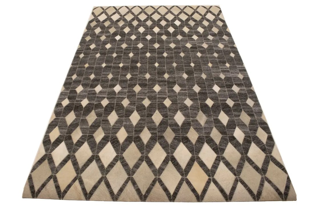 Gray Cowhide 5X8 Modern Leather Rug - 3