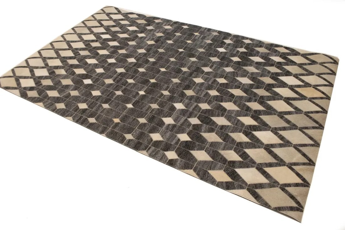 Gray Cowhide 5X8 Modern Leather Rug - 4