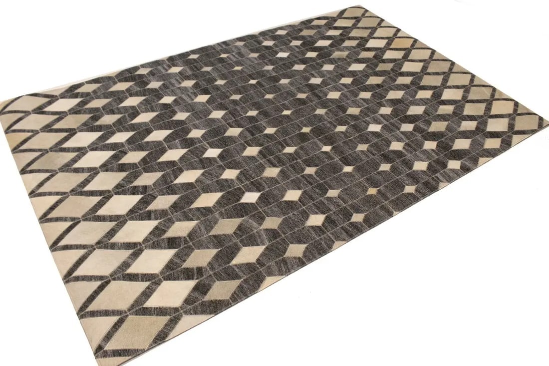 Gray Cowhide 5X8 Modern Leather Rug - 5