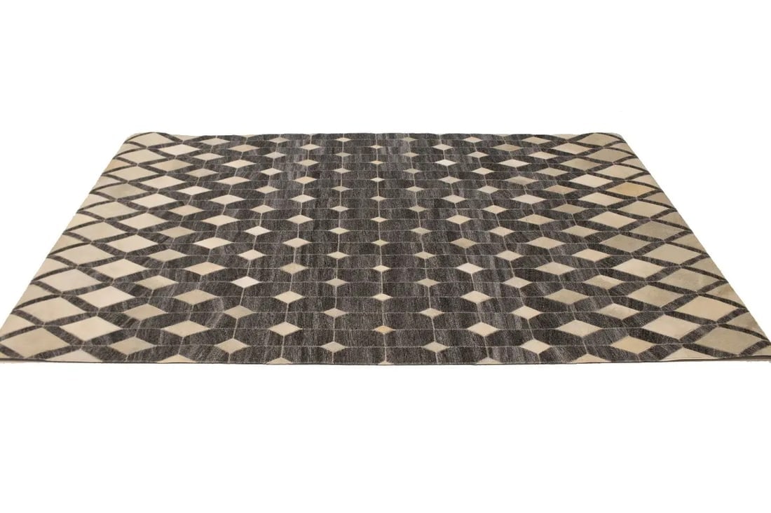 Gray Cowhide 5X8 Modern Leather Rug - 6
