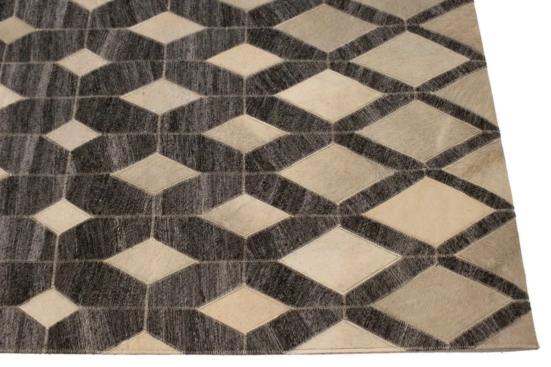 Gray Cowhide 5X8 Modern Leather Rug - 9