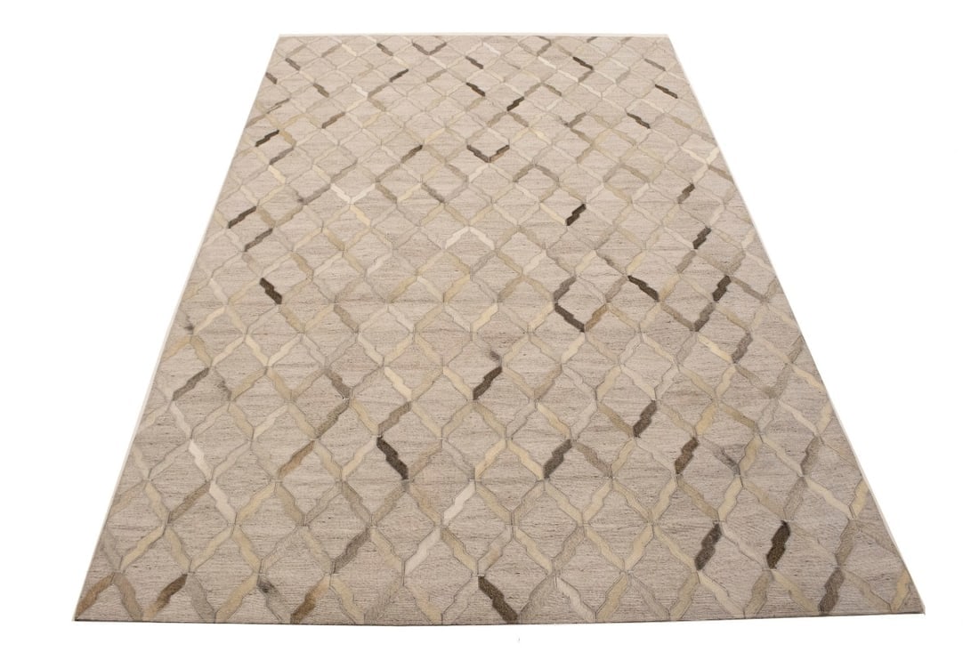 Silver Cowhide 5X8 Modern Leather Rug - 13
