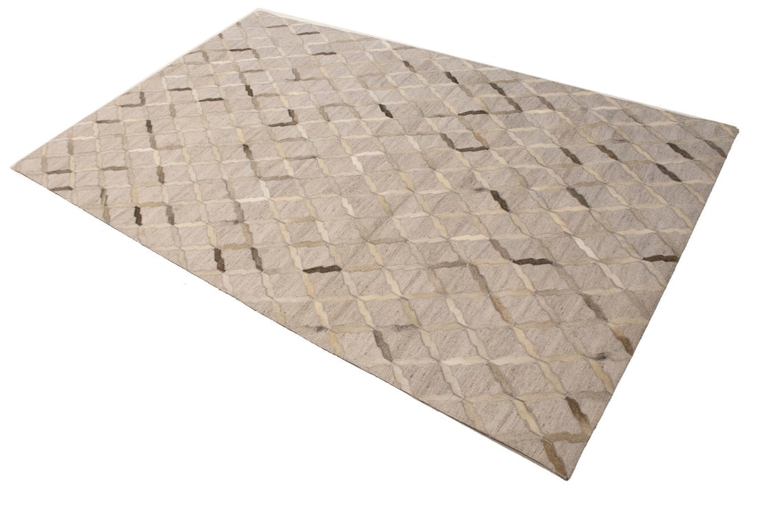 Silver Cowhide 5X8 Modern Leather Rug - 5