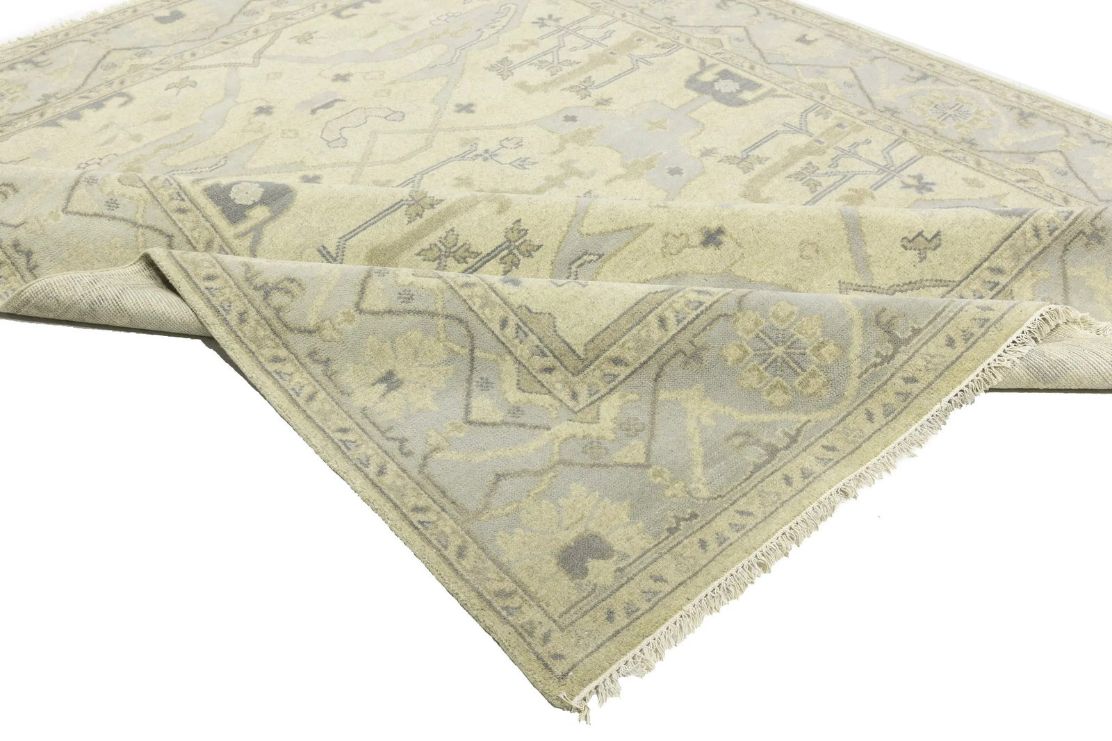 Cream Floral Traditional 8X10 Oushak Oriental Rug - 12