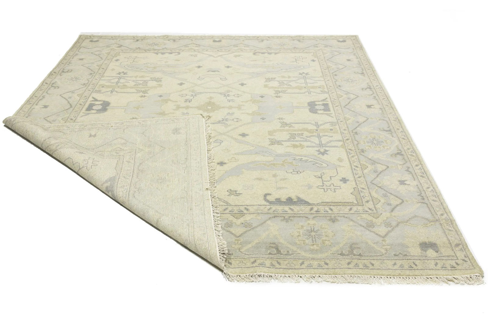 Cream Floral Traditional 8X10 Oushak Oriental Rug - 13