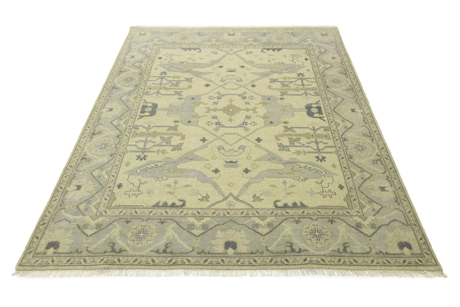 Cream Floral Traditional 8X10 Oushak Oriental Rug - 2