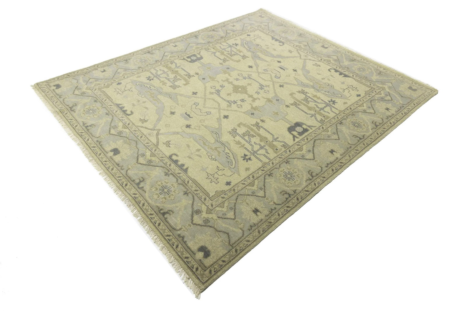 Cream Floral Traditional 8X10 Oushak Oriental Rug - 3