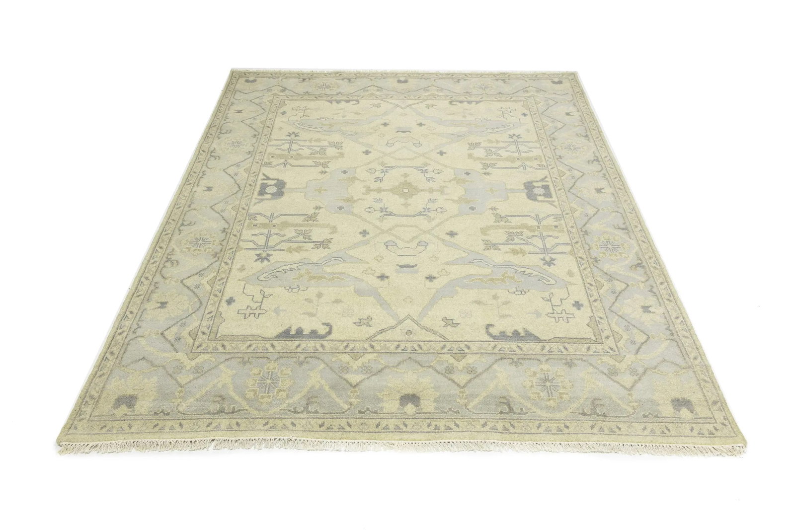 Cream Floral Traditional 8X10 Oushak Oriental Rug - 4