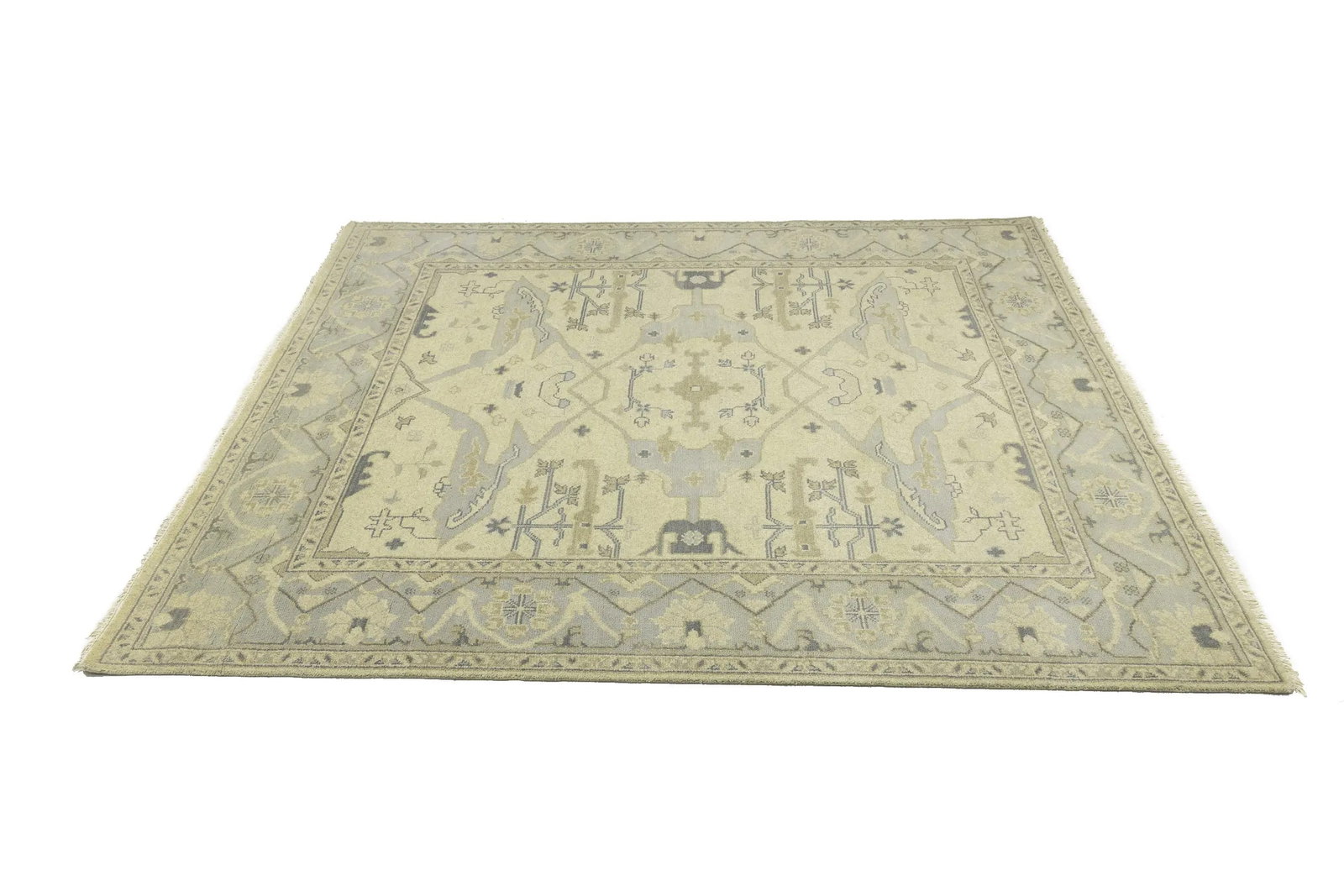 Cream Floral Traditional 8X10 Oushak Oriental Rug - 6