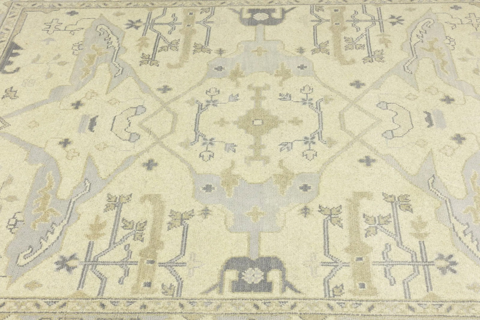 Cream Floral Traditional 8X10 Oushak Oriental Rug - 7