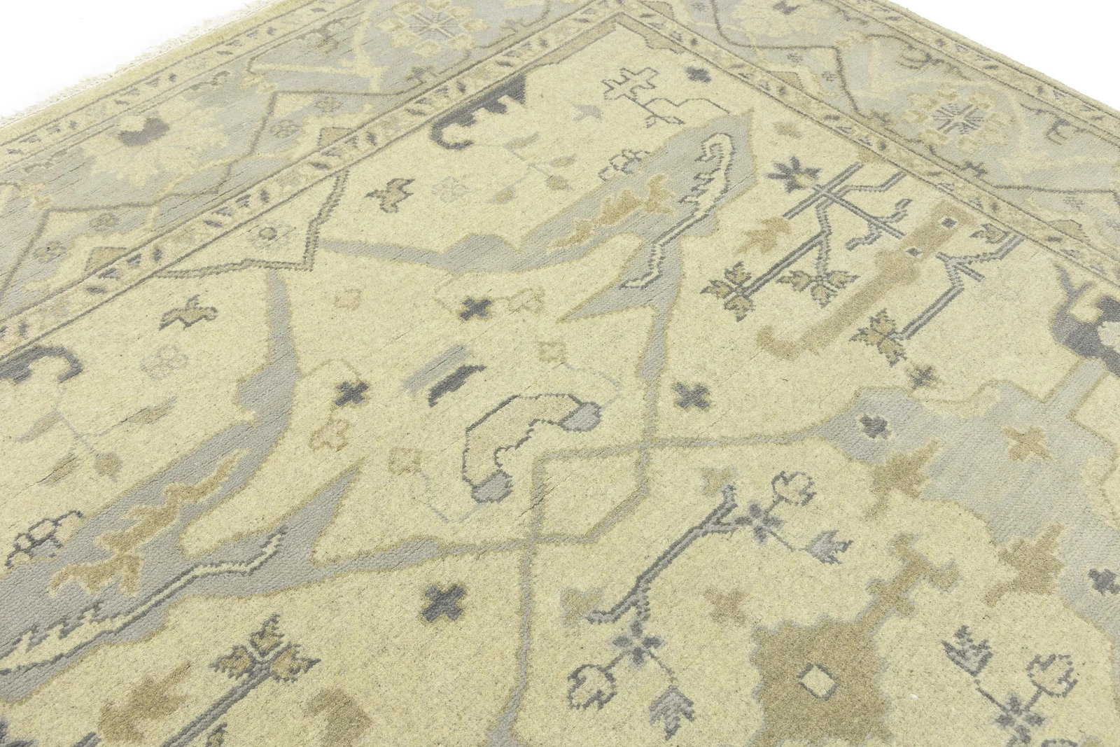 Cream Floral Traditional 8X10 Oushak Oriental Rug - 9
