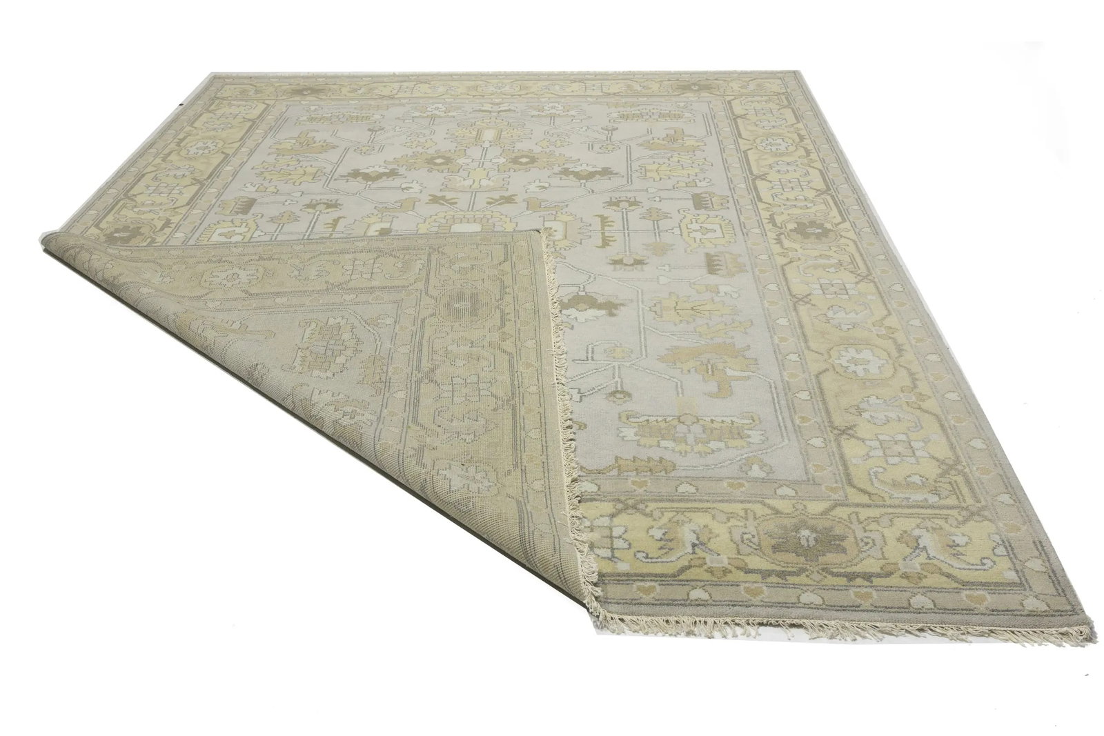 Gray Floral Traditional 9X12 Oushak Chobi Oriental Rug - 10