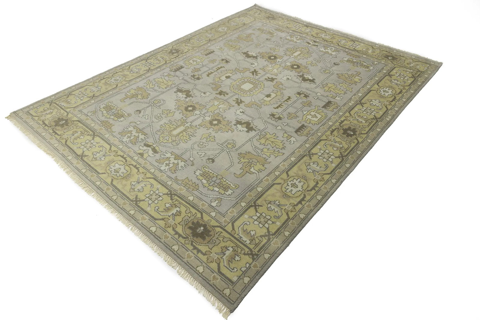 Gray Floral Traditional 9X12 Oushak Chobi Oriental Rug - 3